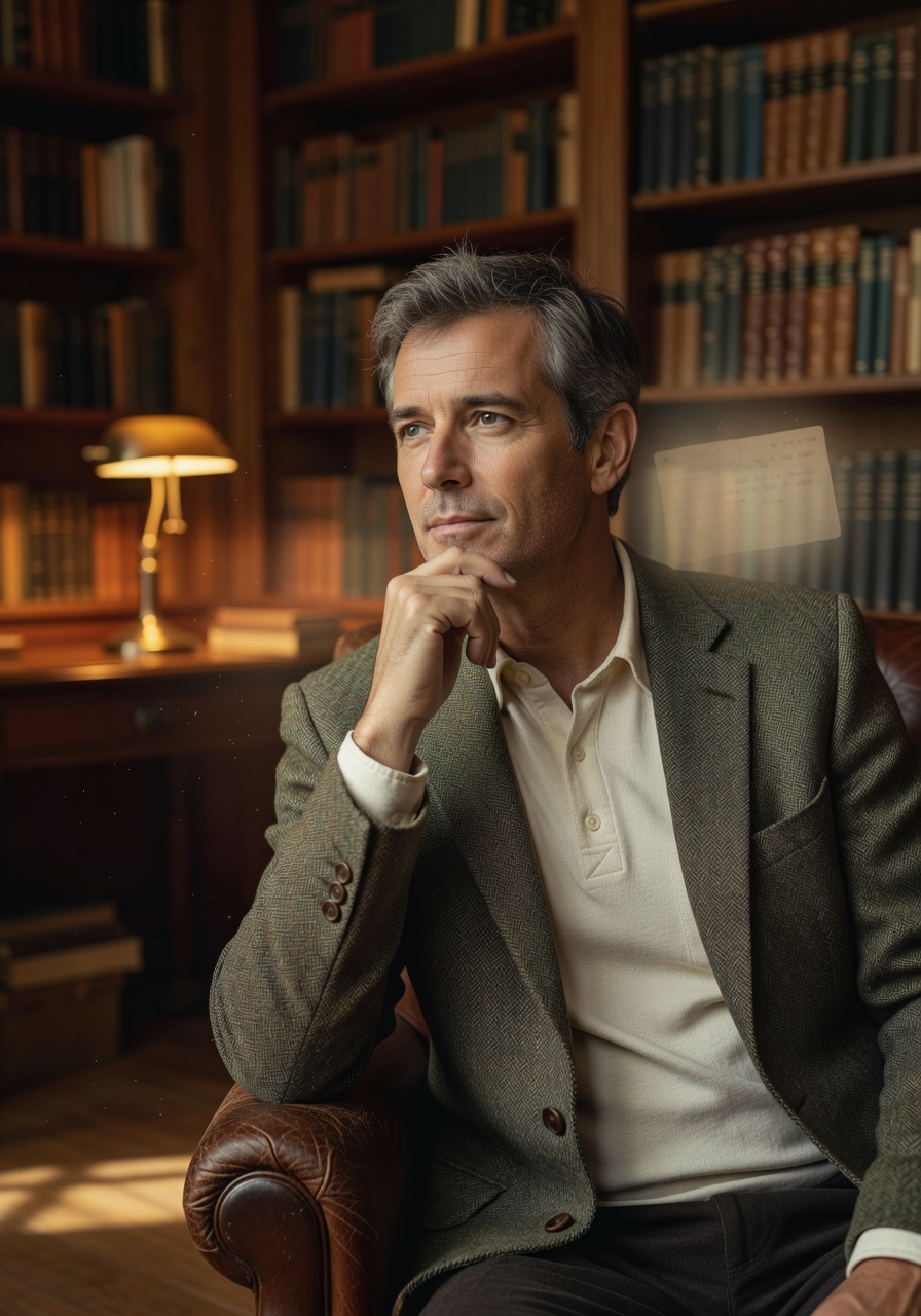 Portrait of customer David looking thoughtful