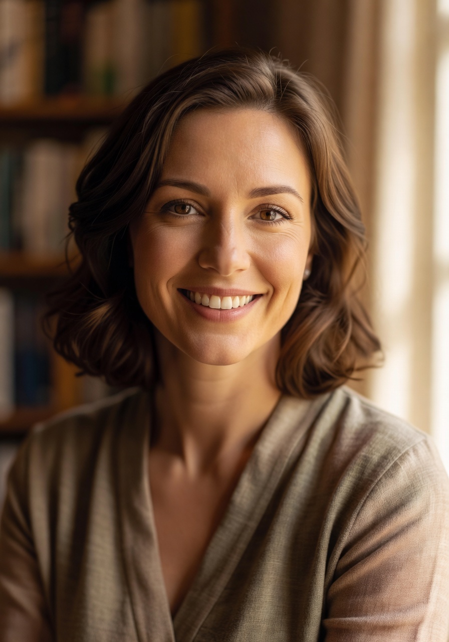 Portrait of customer Sarah smiling