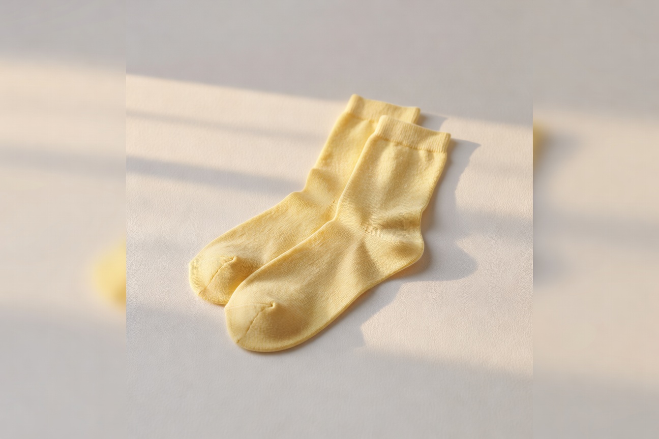 Light sun-washed yellow linen blend breathable socks
